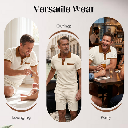 🥳2026 HOT SALE 50% OFF！🥳💞Summer Casual Waffle Knit 2-Piece Set for Men