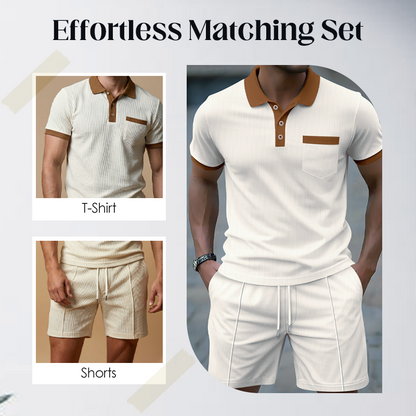 🥳2026 HOT SALE 50% OFF！🥳💞Summer Casual Waffle Knit 2-Piece Set for Men