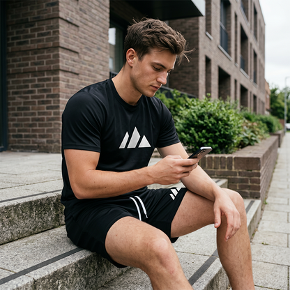 👕 LIMITED-TIME 50% OFF! ✨ Men's Short Sleeve T-Shirt & Drawstring Shorts Set – Geometric Print, Breathable, Versatile 🔥