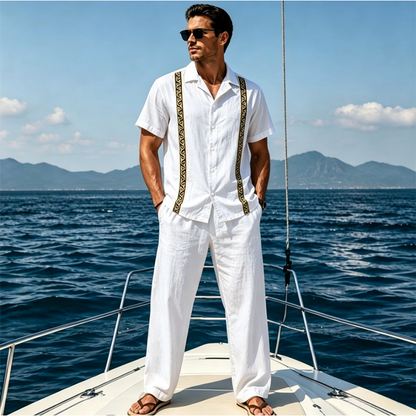👔 LIMITED-TIME 50% OFF! ✨ Men's Breathable Shirt & Pants 2-Piece Set