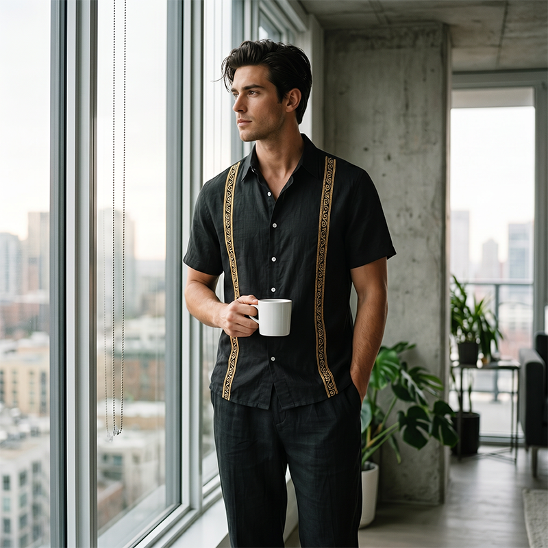 👔 LIMITED-TIME 50% OFF! ✨ Men's Breathable Shirt & Pants 2-Piece Set