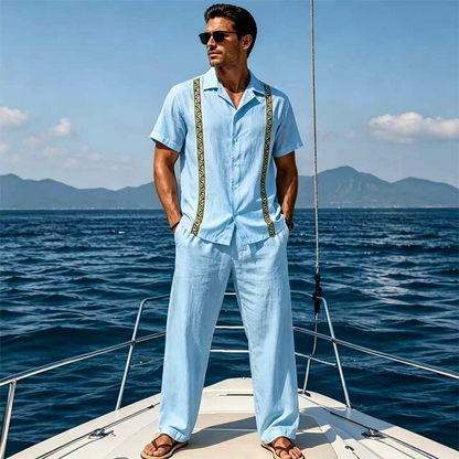 👔 LIMITED-TIME 50% OFF! ✨ Men's Breathable Shirt & Pants 2-Piece Set