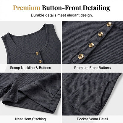 ✨ Women's Sleeveless Button-Front Romper – Chic, Breezy & Effortless Style! | Flattering Fit, Perfect for Summer 🌴☀️