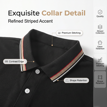 Men Fashion Contrast Lapel Quick Drying Short Sleeve T-Shirt