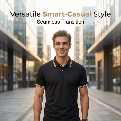 Men Fashion Contrast Lapel Quick Drying Short Sleeve T-Shirt
