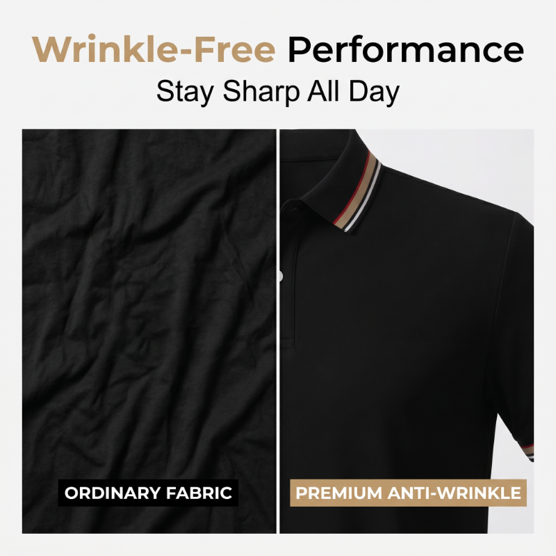 Men Fashion Contrast Lapel Quick Drying Short Sleeve T-Shirt