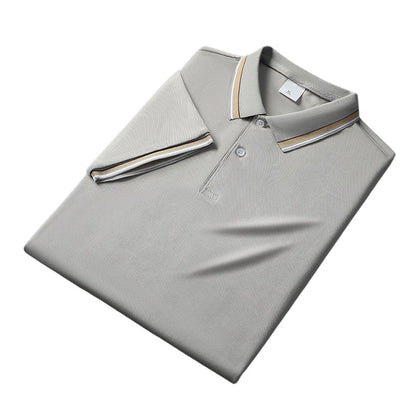 Men Fashion Contrast Lapel Quick Drying Short Sleeve T-Shirt