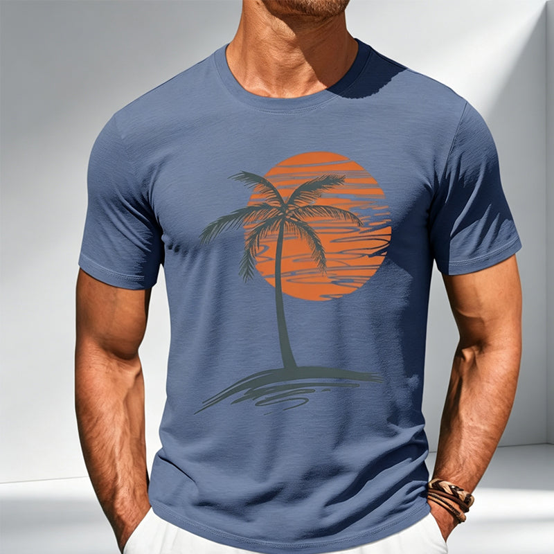 🎉 LIMITED TIME 50% OFF! 👕 Men's Casual Short Sleeve T-Shirt – Breathable Cotton Blend & Stylish Coconut Graphic 🌴