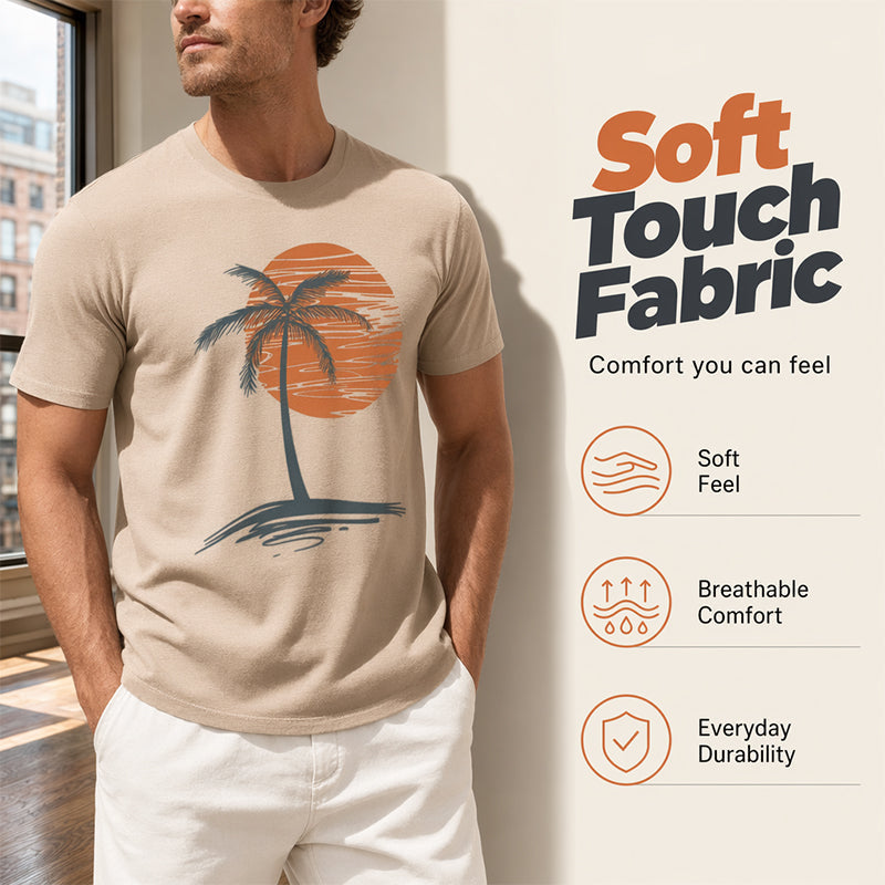 🎉 LIMITED TIME 50% OFF! 👕 Men's Casual Short Sleeve T-Shirt – Breathable Cotton Blend & Stylish Coconut Graphic 🌴