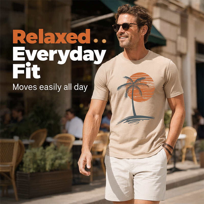 🎉 LIMITED TIME 50% OFF! 👕 Men's Casual Short Sleeve T-Shirt – Breathable Cotton Blend & Stylish Coconut Graphic 🌴