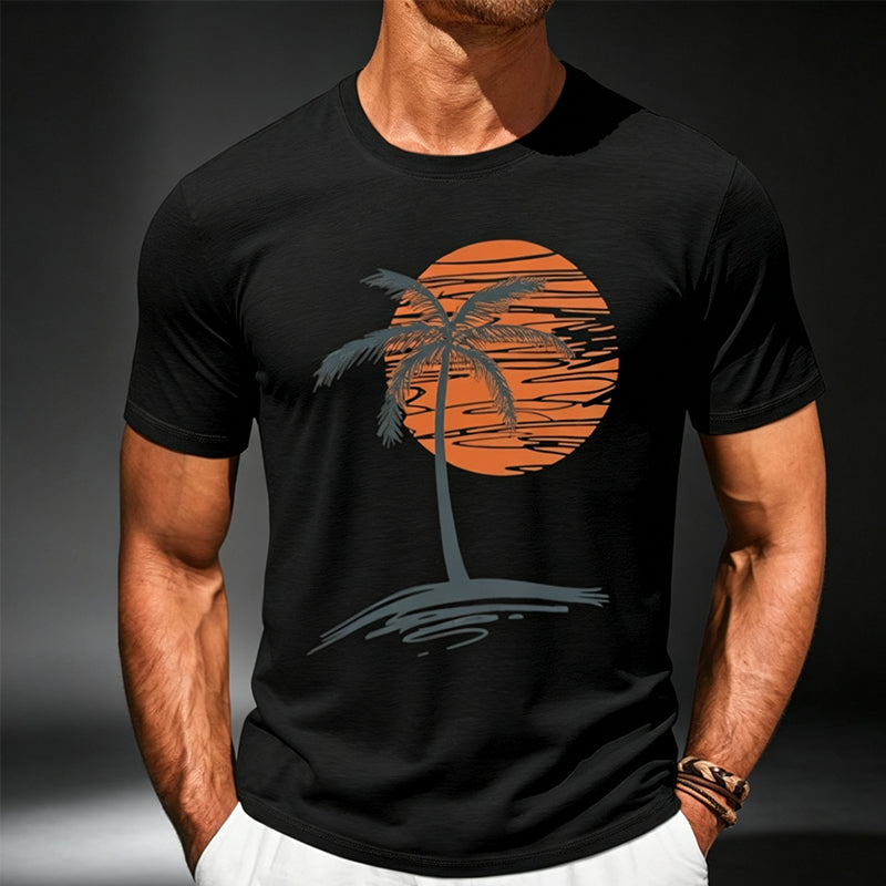 🎉 LIMITED TIME 50% OFF! 👕 Men's Casual Short Sleeve T-Shirt – Breathable Cotton Blend & Stylish Coconut Graphic 🌴