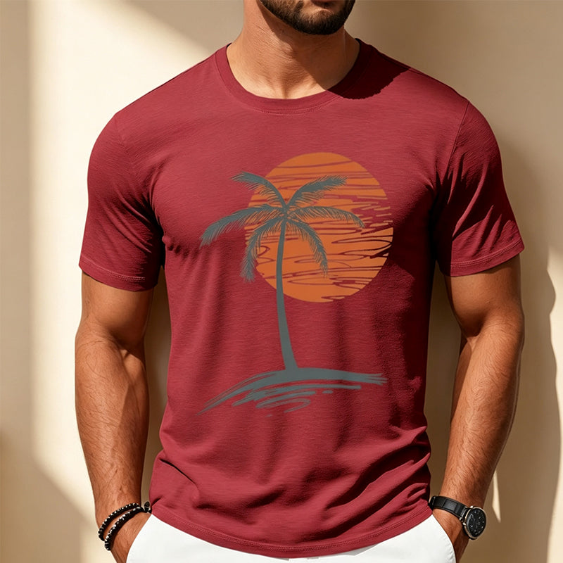 🎉 LIMITED TIME 50% OFF! 👕 Men's Casual Short Sleeve T-Shirt – Breathable Cotton Blend & Stylish Coconut Graphic 🌴