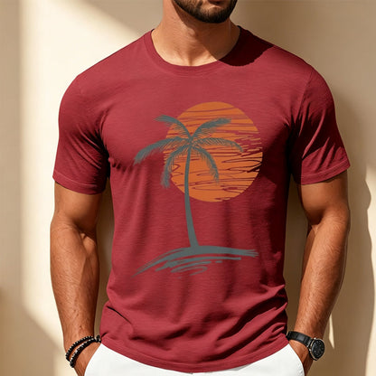 🎉 LIMITED TIME 50% OFF! 👕 Men's Casual Short Sleeve T-Shirt – Breathable Cotton Blend & Stylish Coconut Graphic 🌴