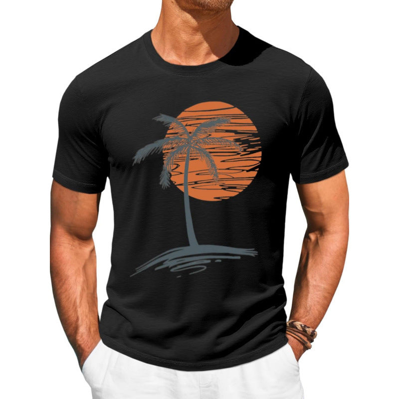 🎉 LIMITED TIME 50% OFF! 👕 Men's Casual Short Sleeve T-Shirt – Breathable Cotton Blend & Stylish Coconut Graphic 🌴