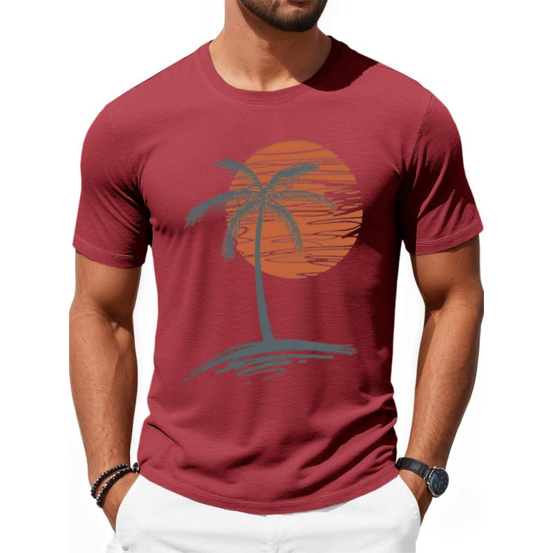 🎉 LIMITED TIME 50% OFF! 👕 Men's Casual Short Sleeve T-Shirt – Breathable Cotton Blend & Stylish Coconut Graphic 🌴