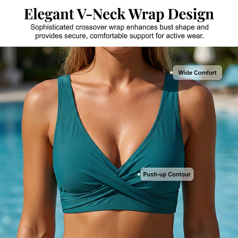 🌸 LIMITED TIME 50% OFF! ⏰ Women's High-Waisted Ruched Bikini Set – V-Neck Wrap Top & Tummy Control Bottom 👙