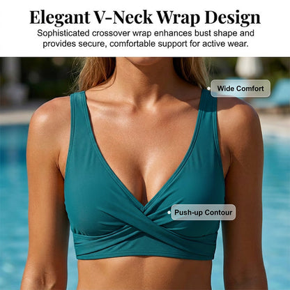 🌸 LIMITED TIME 50% OFF! ⏰ Women's High-Waisted Ruched Bikini Set – V-Neck Wrap Top & Tummy Control Bottom 👙