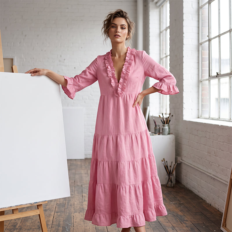 🎀 Viral Square Neck Swing Dress – Tummy-Hiding Magic ✨