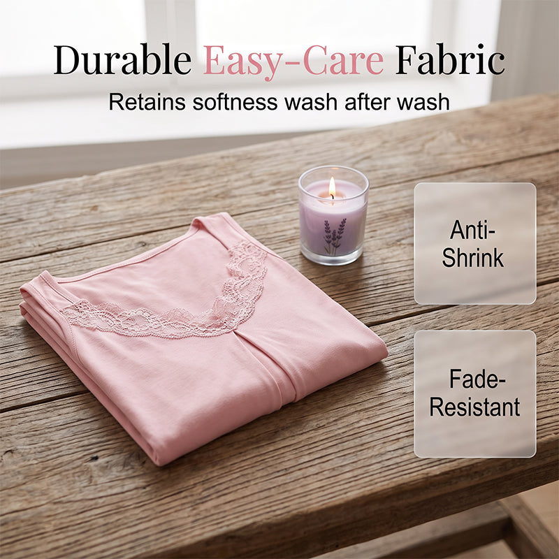 Women's Lace V-Neck Nightdress Loose Modal Slip Sleepwear