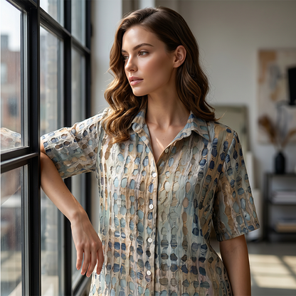 Women’s Casual Loose Fit Collared Blouse for Summer