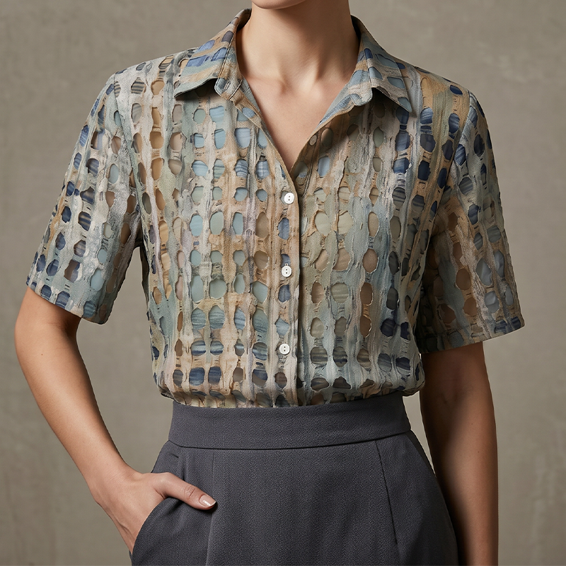 Women’s Casual Loose Fit Collared Blouse for Summer