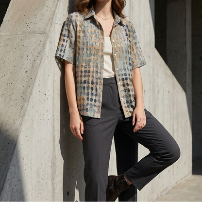 Women’s Casual Loose Fit Collared Blouse for Summer
