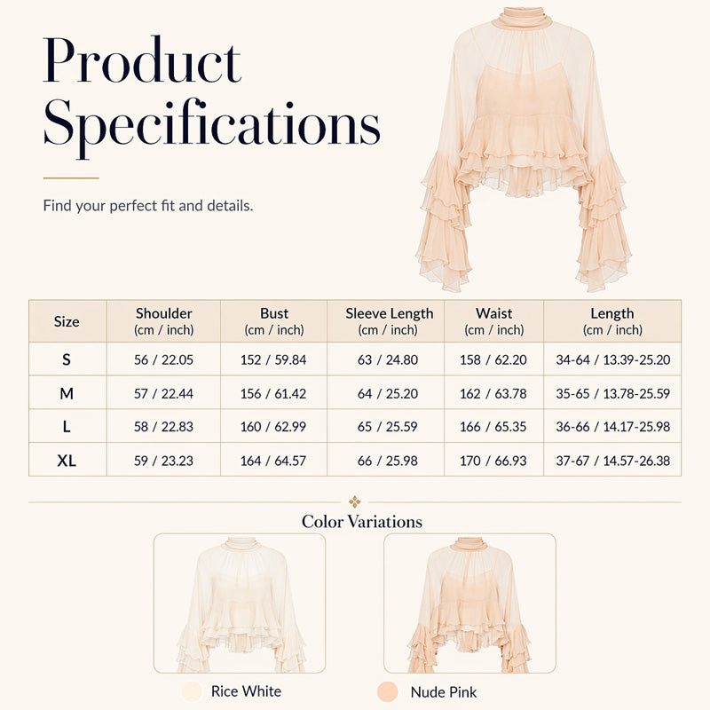 🎉 LIMITED TIME 50% OFF! 👚 Sheer Mock Neck Blouse – Ruffled Sleeve Elegance ✨