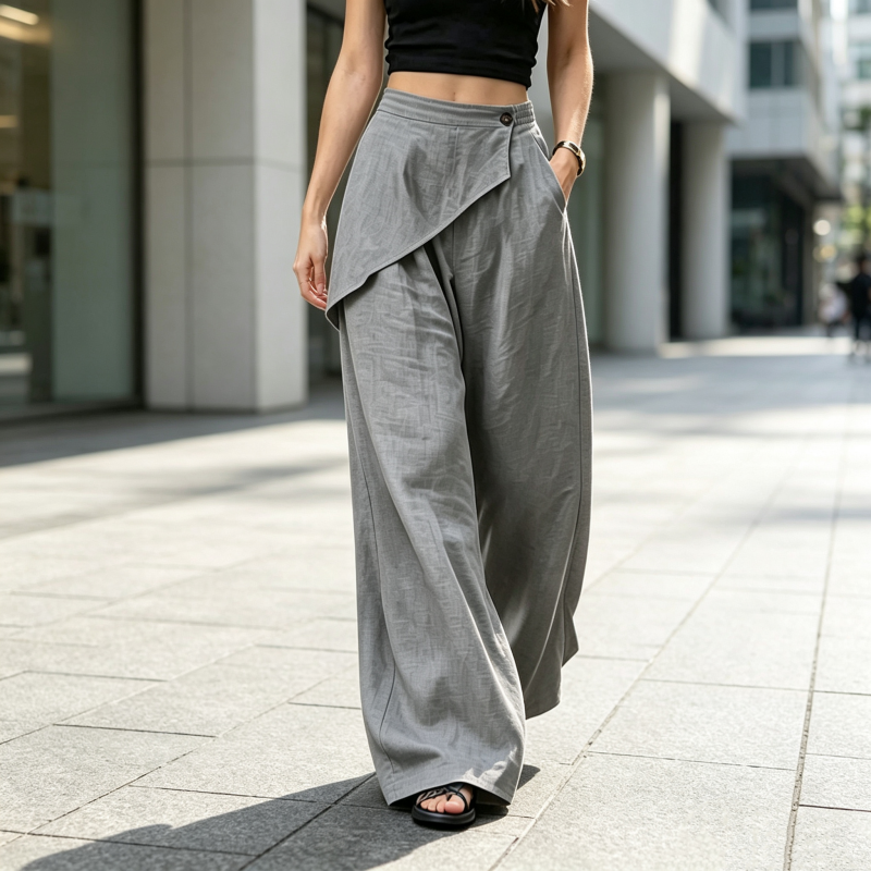 Women's Irregular Wrap Wide-Leg Pants