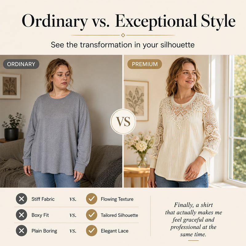 Lightweight Lace Patchwork Top – Soft Drape & Feminine Detail for Everyday Chic