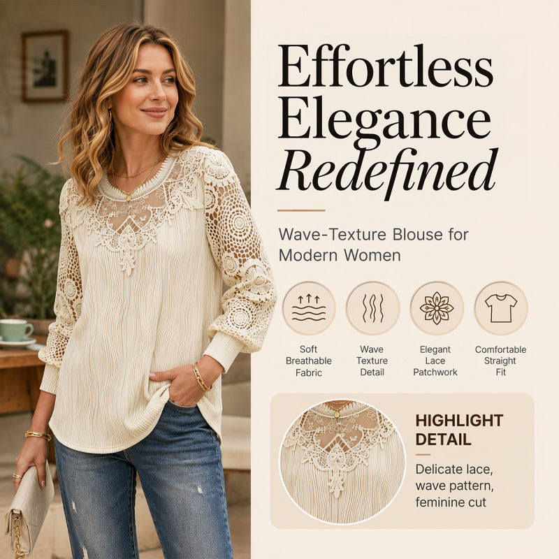 Lightweight Lace Patchwork Top – Soft Drape & Feminine Detail for Everyday Chic