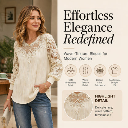 Lightweight Lace Patchwork Top – Soft Drape & Feminine Detail for Everyday Chic