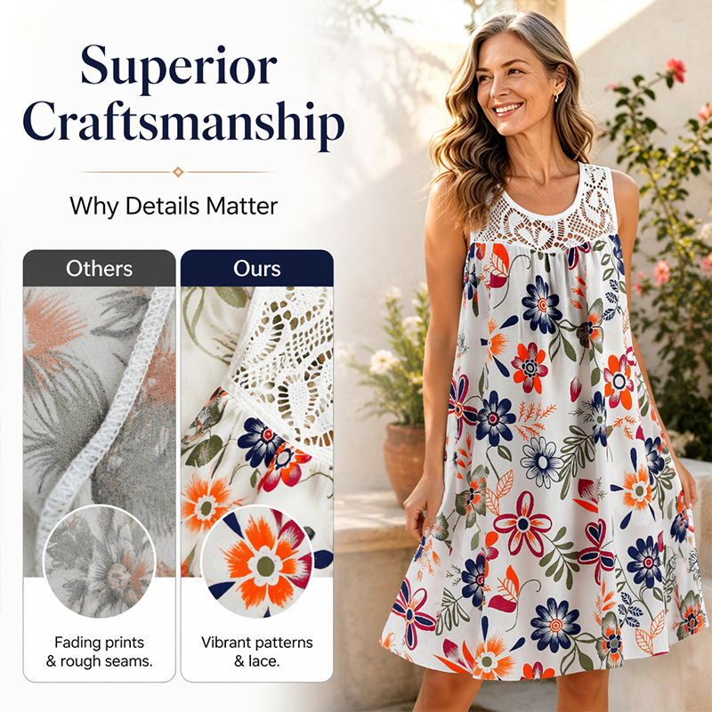 Women's Floral Flowy Tank Dress – 4-Way Stretch & Breezy Fit