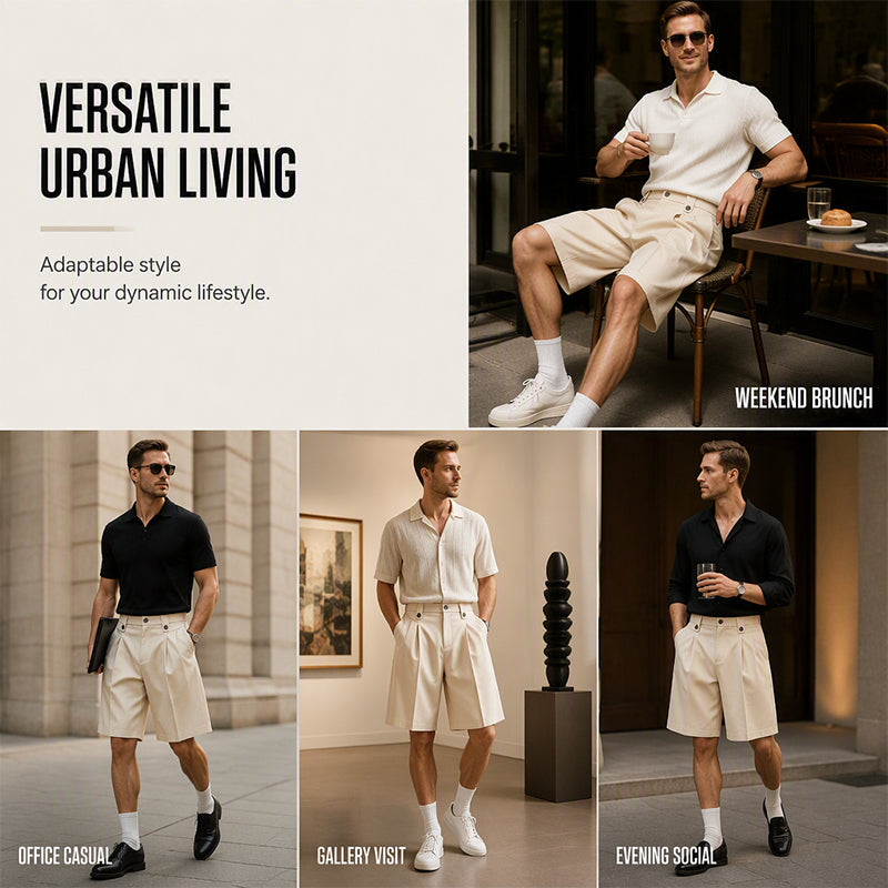 Men's Casual Wide Leg Suit Shorts
