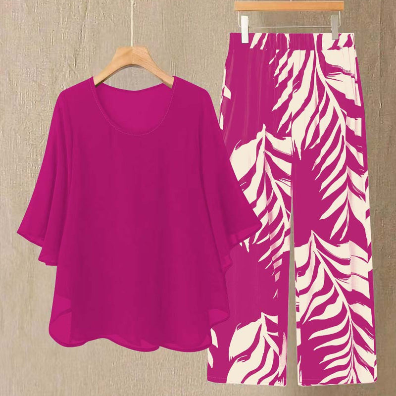 ⌛Limited Time Sale 50% OFF🔥Women’s Flutter Sleeve Top & Wide-Leg Pants Set