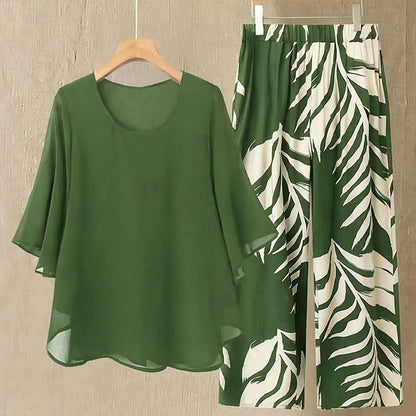 ⌛Limited Time Sale 50% OFF🔥Women’s Flutter Sleeve Top & Wide-Leg Pants Set