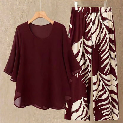 ⌛Limited Time Sale 50% OFF🔥Women’s Flutter Sleeve Top & Wide-Leg Pants Set
