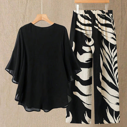 ⌛Limited Time Sale 50% OFF🔥Women’s Flutter Sleeve Top & Wide-Leg Pants Set