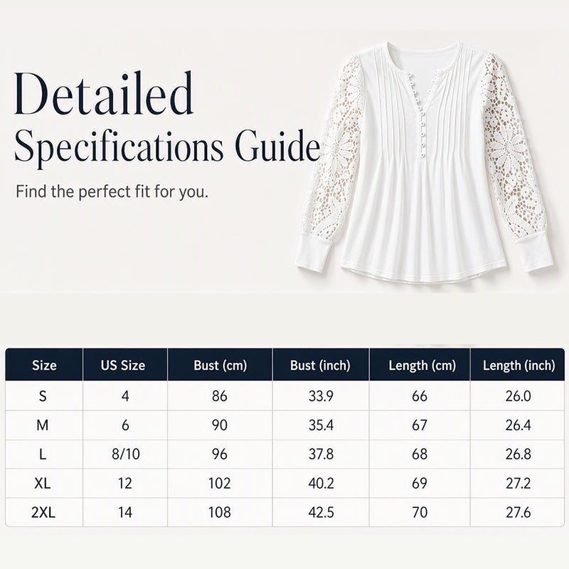 Women's Casual Lace Long-Sleeved V-Neck Top