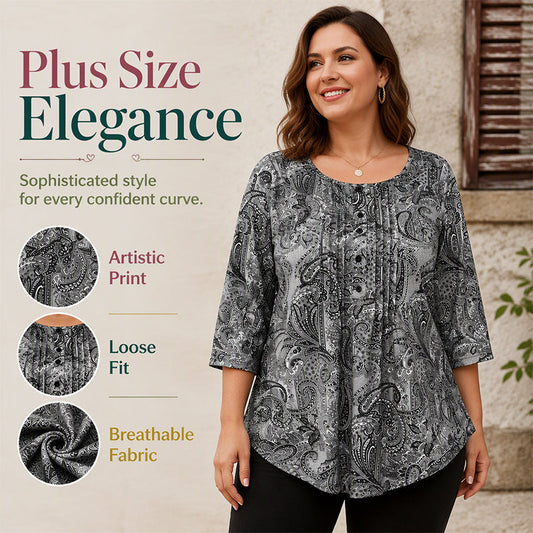 Women's Plus Size Paisley Print Blouse