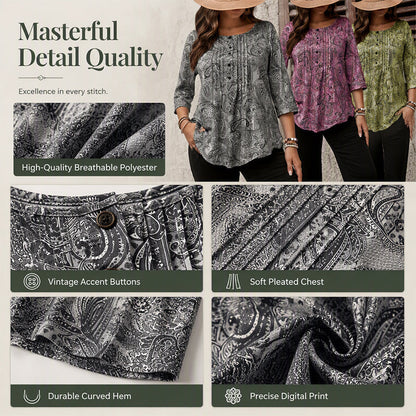 Women's Plus Size Paisley Print Blouse