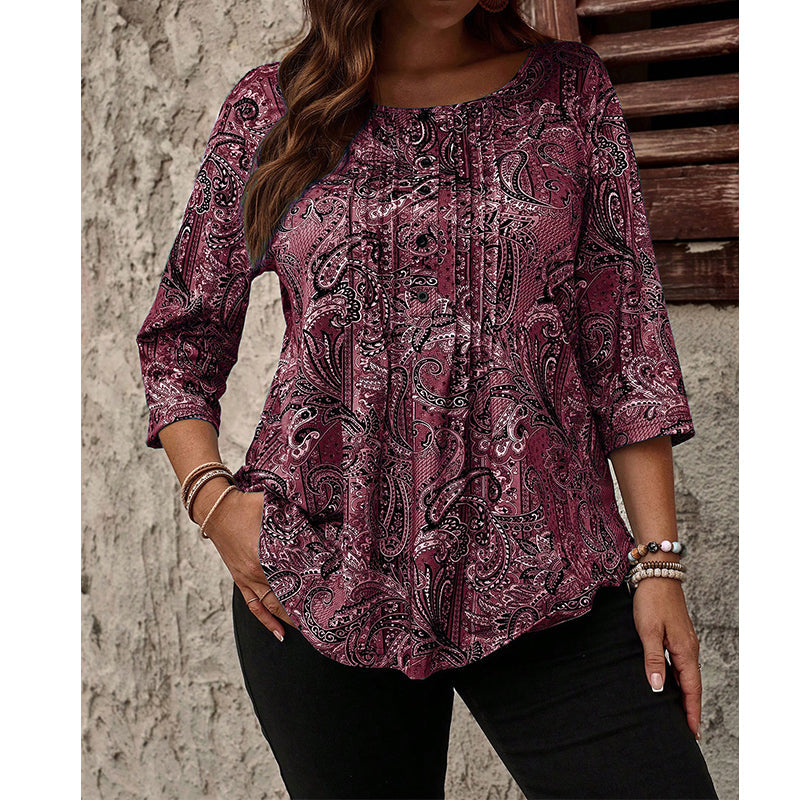 Women's Plus Size Paisley Print Blouse