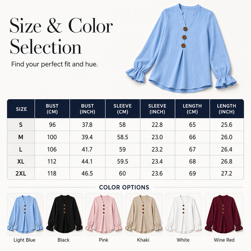 Women's Elegant V-Neck Ruffle Sleeve Blouse