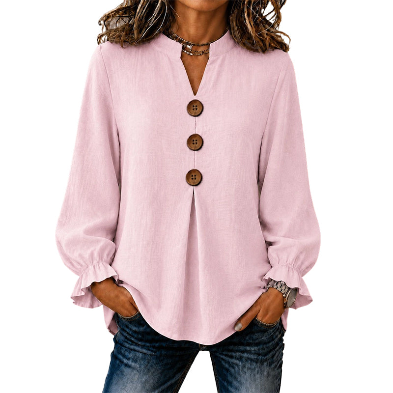 Women's Elegant V-Neck Ruffle Sleeve Blouse