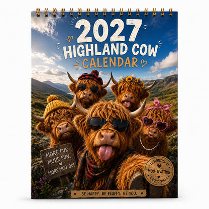 2027 Highland Cow Wall Calendar