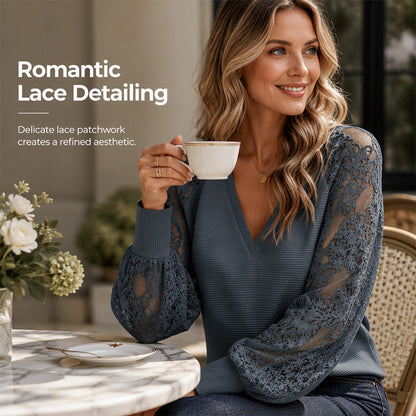 Women's Elegant V-Neck Knit Sweater