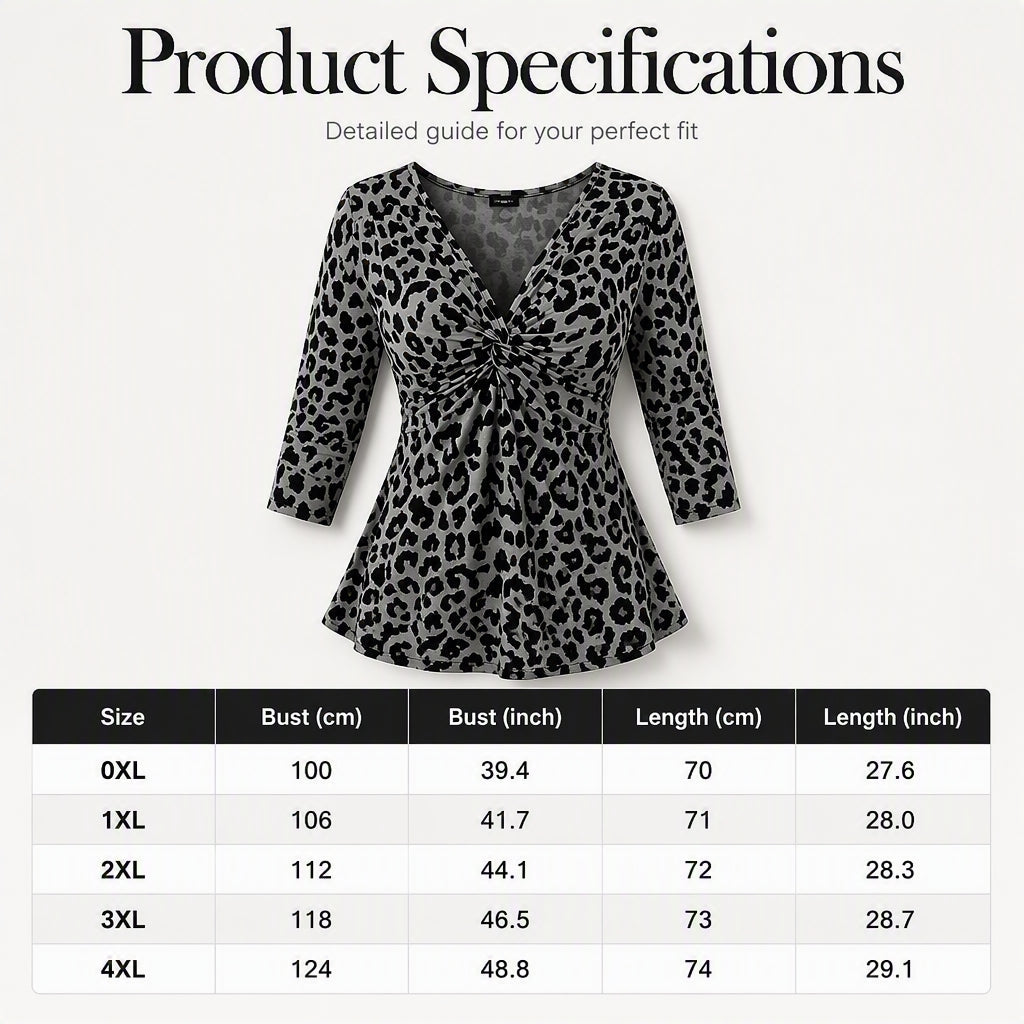 Women's Plus Size Leopard Print V-Neck Top