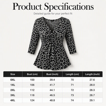 Women's Plus Size Leopard Print V-Neck Top