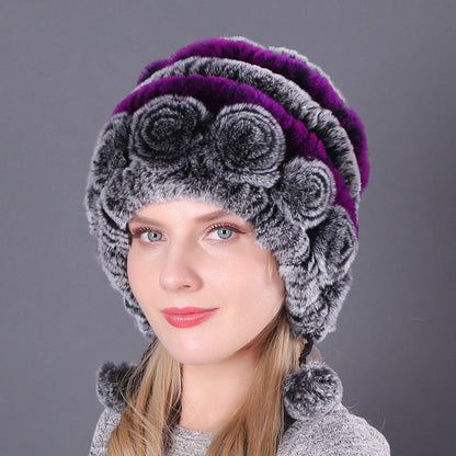 Pousbo® Women's Warm Rex Rabbit Fur Hat