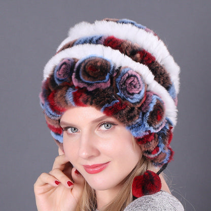 Pousbo® Women's Warm Rex Rabbit Fur Hat