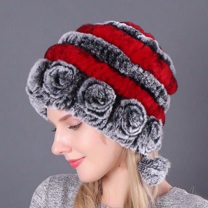Pousbo® Women's Warm Rex Rabbit Fur Hat